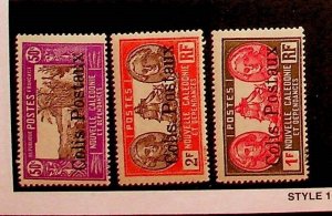 NEW CALEDONIA Sc Q4-6 NH ISSUE OF 1930 - PARSEL SET W/OVERPRINT