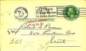 United States, Washington, Government Postal Card, Auxiliary Markings