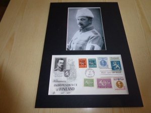 Mannerheim Finland indepence USA FDC Cover and mounted photograph mount size A4