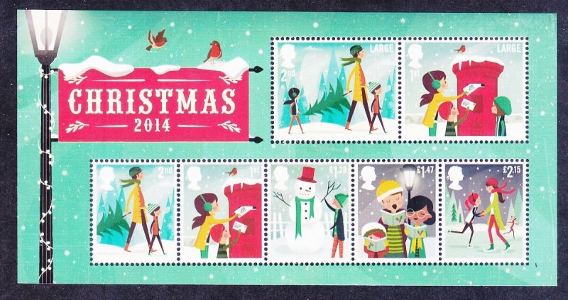 GB Great Britain 3336 SG MS3657 MNH 2014 Christmas Sheet of 7 Very Fine