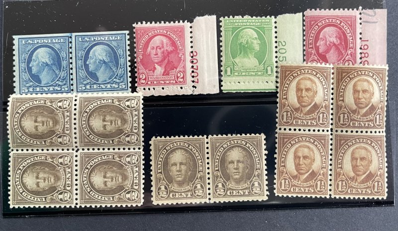 1920s Regular Issues Mix MNH OG blocks and singles