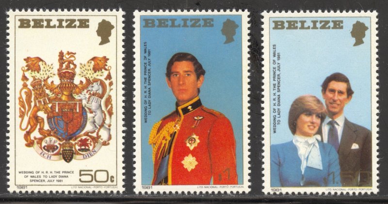 Belize Scott 548-50 MNHOG - 1981 Royal Wedding Issue - SCV $2.65