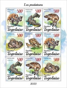 Togo - 2023 Predators, Lion, Nile Crocodile, Hawk - 9 Stamp Sheet - TG230249f50