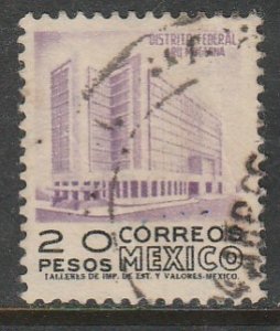 MEXICO 931, $20Pesos 1950 Def 2th Issue WMK 300 USED. F-VF. (1424)
