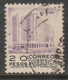 MEXICO 931, $20Pesos 1950 Def 2th Issue WMK 300 USED. F-VF. (1424)