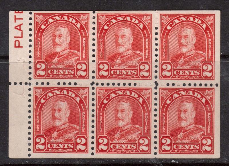 Canada #165bi VF Mint Booklet Pane With Inscribed Plate In Margin