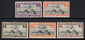Thematic stamps EGYPT 1933/8 5 ODD VALS A/C OVER PYRAMIDS mint