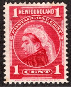 70, NSSC, Newfoundland, 1¢ Queen Victoria, red, MHOG, VF