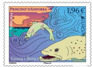 Andorra France 2024 Europa CEPT Underwater flora and fauna Fish stamp MNH