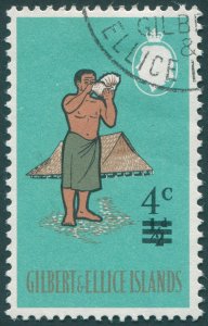 Gilbert & Ellice Islands 1966 4c on ½d turquoise-green SG113 used