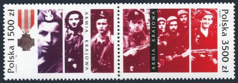 Poland 3120-3121a,3122,MNH.Michel 3413-3414,Bl.120. Home army,soldiers,WPAK,1992