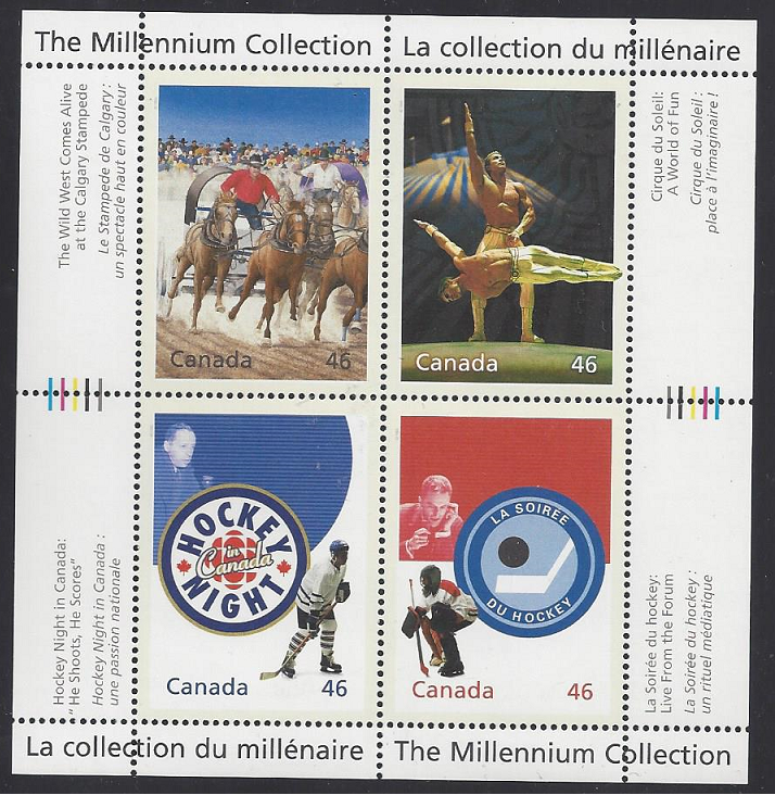 Canada #1819 mint ss, Millennium Collection, Canadian Entertainment, issued 1999