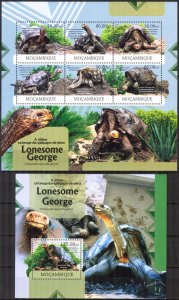 Mozambique 2012 Galapagos Turtles Lonesome George Sheet + S/S MNH