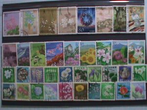 JAPAN-37 DIFFERENT VERY OLD FLOWERS USED STAMPS -CV-OVER $16-VERY FINE