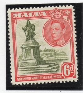 Malta 1938-43 Multi Script Issue Fine Mint Hinged 6d.