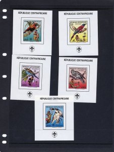 1988 Central Africa Republic Scout birds Deluxe SS (5) IMPERF