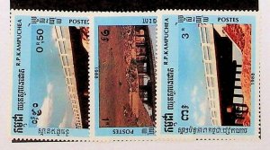 CAMBODIA Sc 915-7 NH ISSUE OF 1989 - BRIDGES - (ZN25)