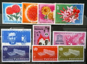 RWANDA 1966   Lot of 10 different commemoratives   MH & cto