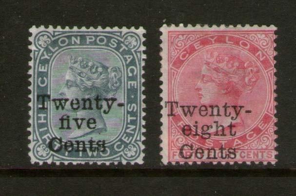 Ceylon 1885 QV SG 167,168 or Sc 107,108 MH