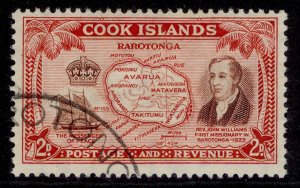 COOK ISLANDS GVI SG152, 2d reddish brown & scarlet, FINE USED.