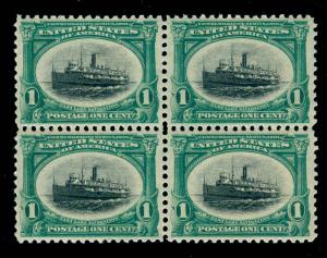 MOMEN: US STAMPS #294 BLOCK MINT OG NH XF