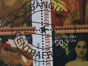​CENTRAL AFRICA-2021-FAMOUS NUDE ARTS PAINTINGS-BY PAUL GAUGUIN CTO SHEET VF