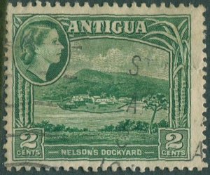 Antigua 1953 SG122 2c green QEII Nelson's Dockyard FU