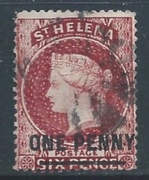 St. Helena #29 Used 6p Queen Victoria Wmk. 1 - Surcharged Type A