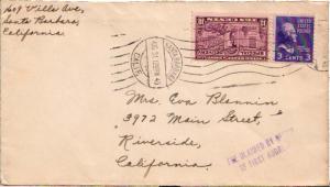 United States California Santa Barbara 1940 roller  3c Jefferson Prexie and 1...