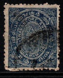 INDIA-TRAVANCORE SG1 1888 1ch ULTRAMARINE USED