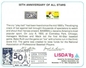 Philatelic Souvenir Card ASDA LISDA '83 #855 #1381 Baseball Show Cancel #2046