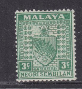 NEGRI SEMBILAN, 1941 Arms, thin paper, 3c. Green, lhm.