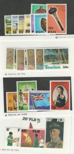 Fiji, Postage Stamp, #385-92, 458-61 Mint Hinged, 430-7 NH, 1978 Planes, Scouts