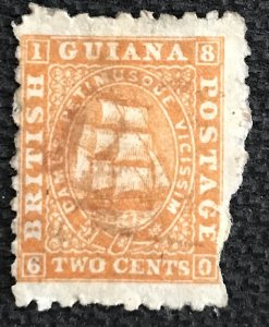 British Guiana #51 Used Single Fault Paper Adhesion Seal of Colony Ship L21