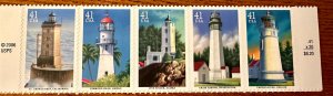 US # 4150a Pacific Lighthouses strip of 5 41c 2007 Mint NH