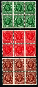 Great Britain #210-#212 1934-36 1/2P-1-1/2P King George V, Mint OG Blks of 6