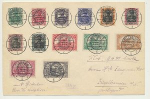 ALLENSTEIN GERMANY 1920 (1-7) OVERPRINT SET ON COVER TO ZIEGELHAUSEN Sc#15-28 