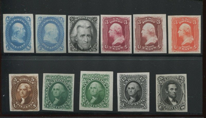 63P3/78P3 Plate Proofs on India Set of 10 Denominations with Varieties BZ1405