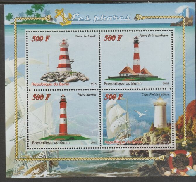 BENIN - 2015 - Lighthouses - Perf 4v Sheet - MNH - Private Issue