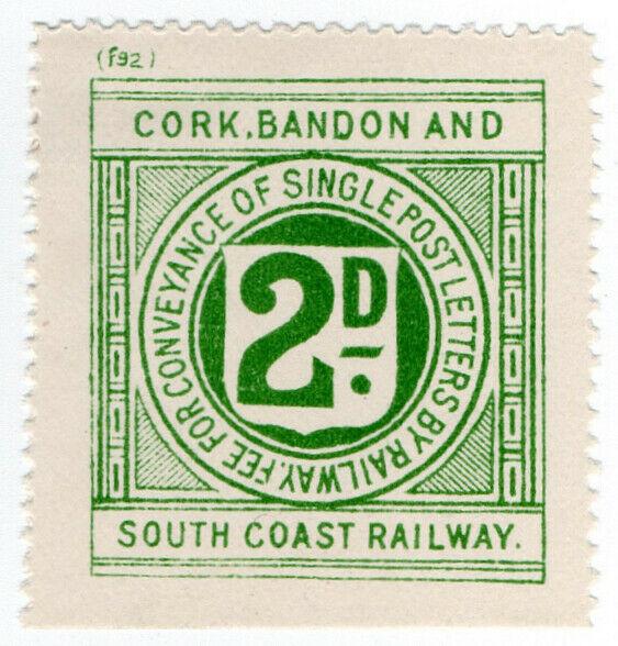 (I.B) Cork Bandon & South Coast Railway : Letter Stamp 2d (plate f92)