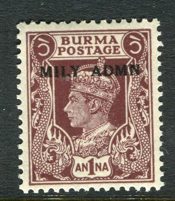 BURMA; 1945 early GVI MILY ADMIN issue fine Mint hinged 1a. value