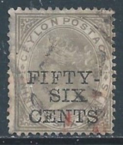 Ceylon #110 Used 96c Queen Victoria Surcharged 56c