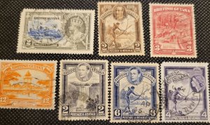 British Guiana, 1934-52, short sets of 7, used, SCV$3.40