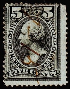 United States Revenue Scott RB16a (1875) Used G-F, CV $200.00 W