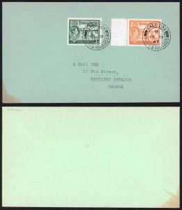 Turks and Caicos KGVI 1/2d and 2 1/2d on Cover Salt Cay Pmk