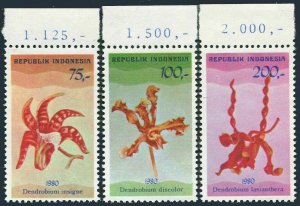 Indonesia 1107-1109, MNH. Michel 994-996. Orchids-1980.