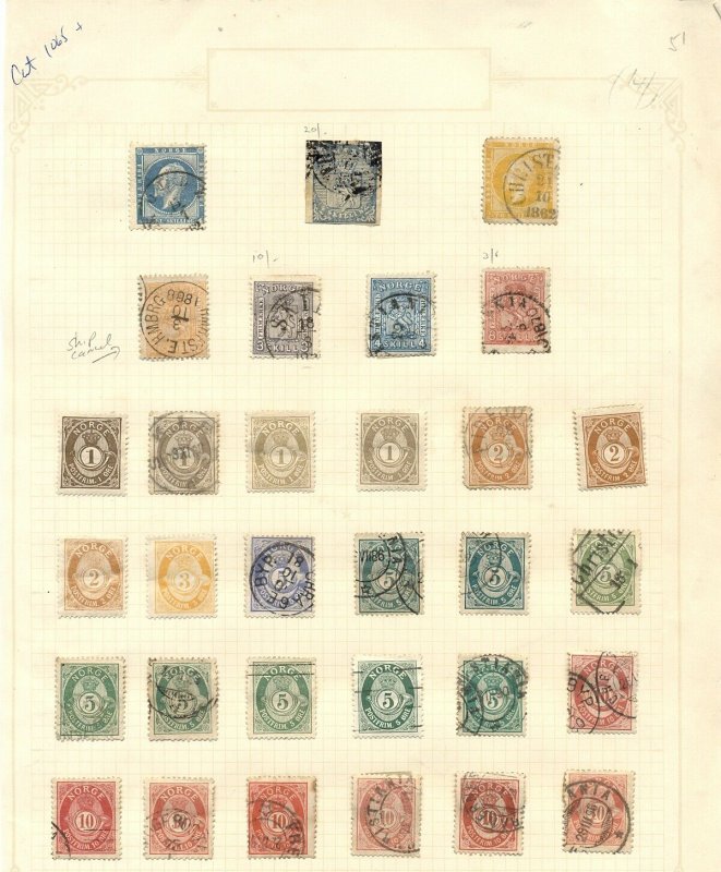 NORWAY collection of earlies, on pages, mostly used, F/VF, Scott $997.00