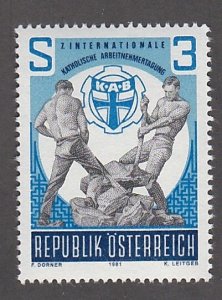 Austria # 1195, International Catholic Workers Day, Mint NH