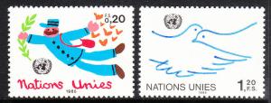 133-34 United Nations Geneva 1985 Postman & Doves MNH