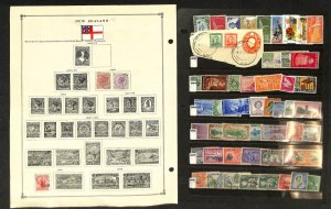 New Zealand Stamp Collection on 20 Scott International Pages, 1855-1955 (CP)